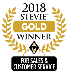 2018 Stevie award in Gold for Sales and customer service